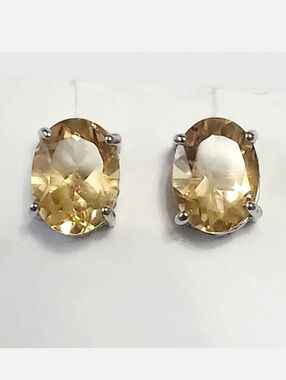 2.50 ctw Citrine Sterling Silver Solitaire Stud Earrings NEW